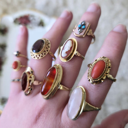 Vintage 14k gouden ring met carneool