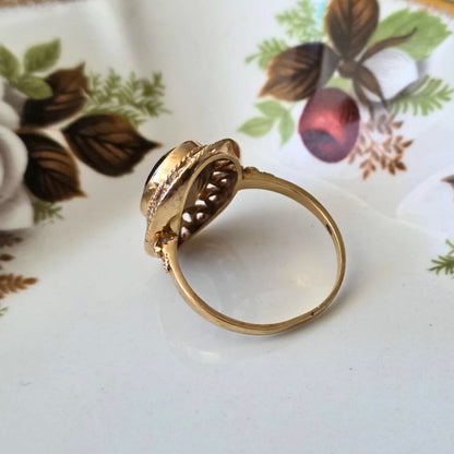 Vintage 14k gouden ring met rookkwarts