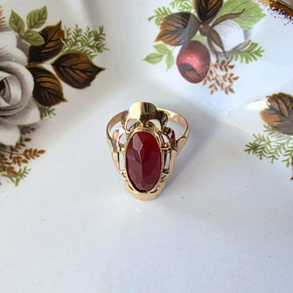 Vintage 14k gouden ring met carneool
