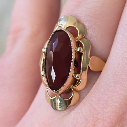 Vintage 14k gouden ring met carneool