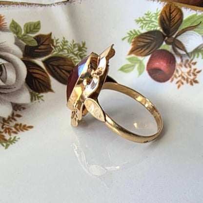 Vintage 14k gouden ring met carneool