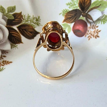 Vintage 14k gouden ring met carneool