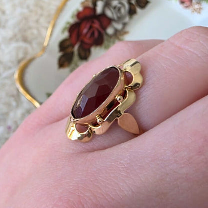 Vintage 14k gouden ring met carneool