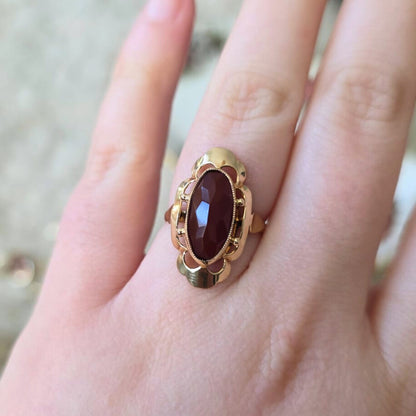 Vintage 14k gouden ring met carneool