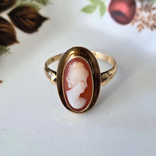 Vintage 14k gouden ring met camee