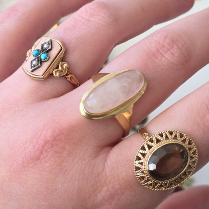 Vintage 14k gouden ring met rozenkwarts