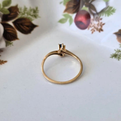 Vintage 14k gouden (pink) ring met saffiertjes