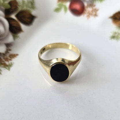 Vintage 14k gouden zegel ring met onyx