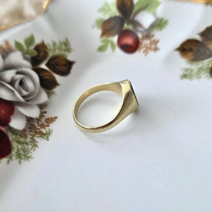 Vintage 14k gouden zegel ring met onyx