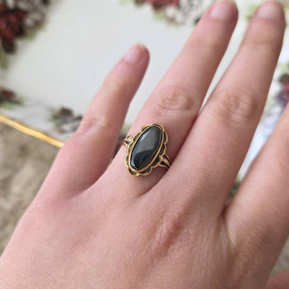 Vintage 14k gouden ring met hematiet