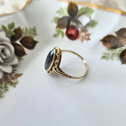 Vintage 14k gouden ring met hematiet