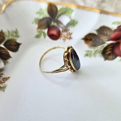 Vintage 14k gouden ring met hematiet