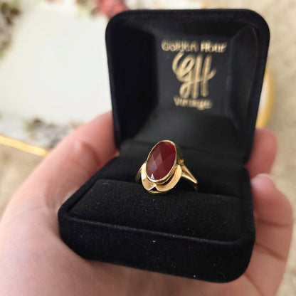 Vintage 14k gouden ring met carneool