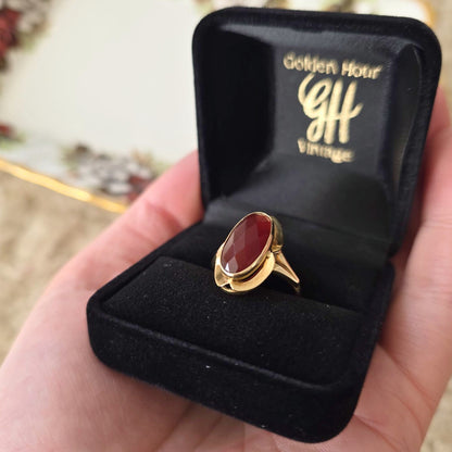 Vintage 14k gouden ring met carneool