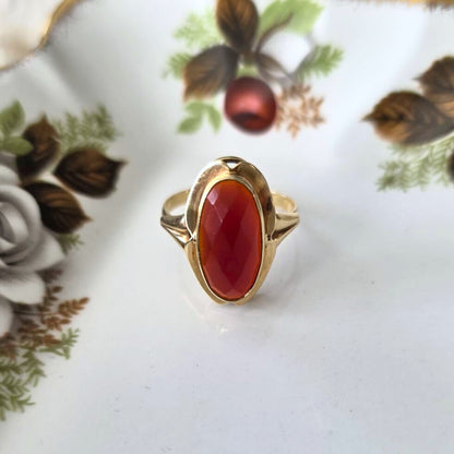 Vintage 14k gouden ring met carneool