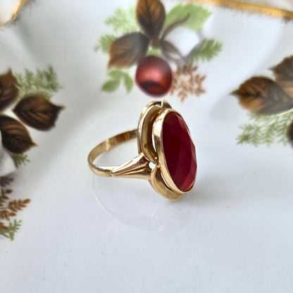 Vintage 14k gouden ring met carneool