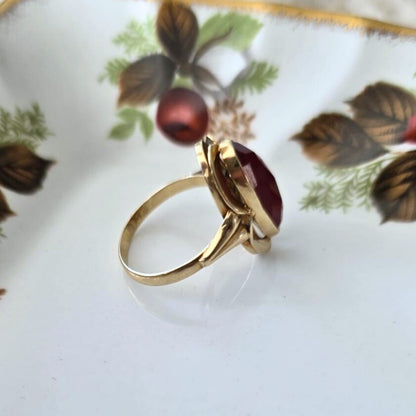 Vintage 14k gouden ring met carneool