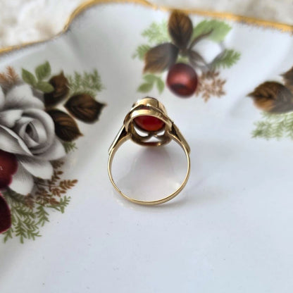 Vintage 14k gouden ring met carneool