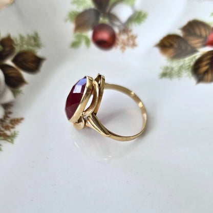 Vintage 14k gouden ring met carneool