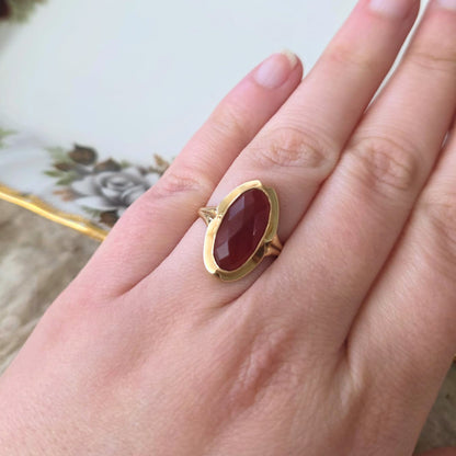 Vintage 14k gouden ring met carneool
