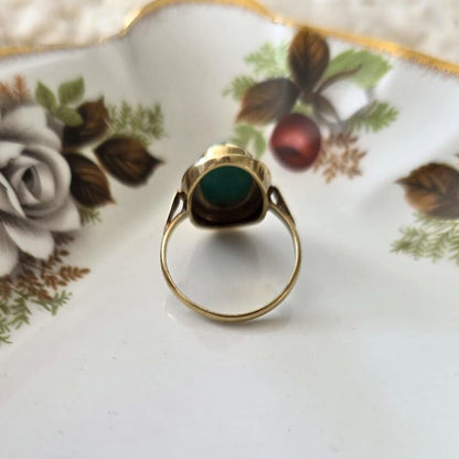 Vintage 14k gouden ring met malachiet