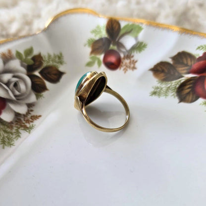 Vintage 14k gouden ring met malachiet