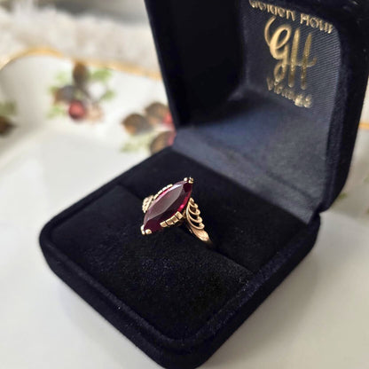 Vintage 14k gouden ring met robijn