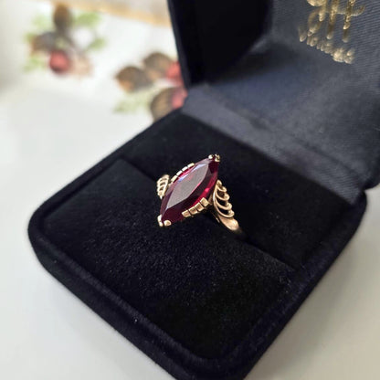 Vintage 14k gouden ring met robijn