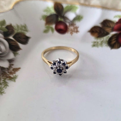 Vintage 14k gouden ring met saffier