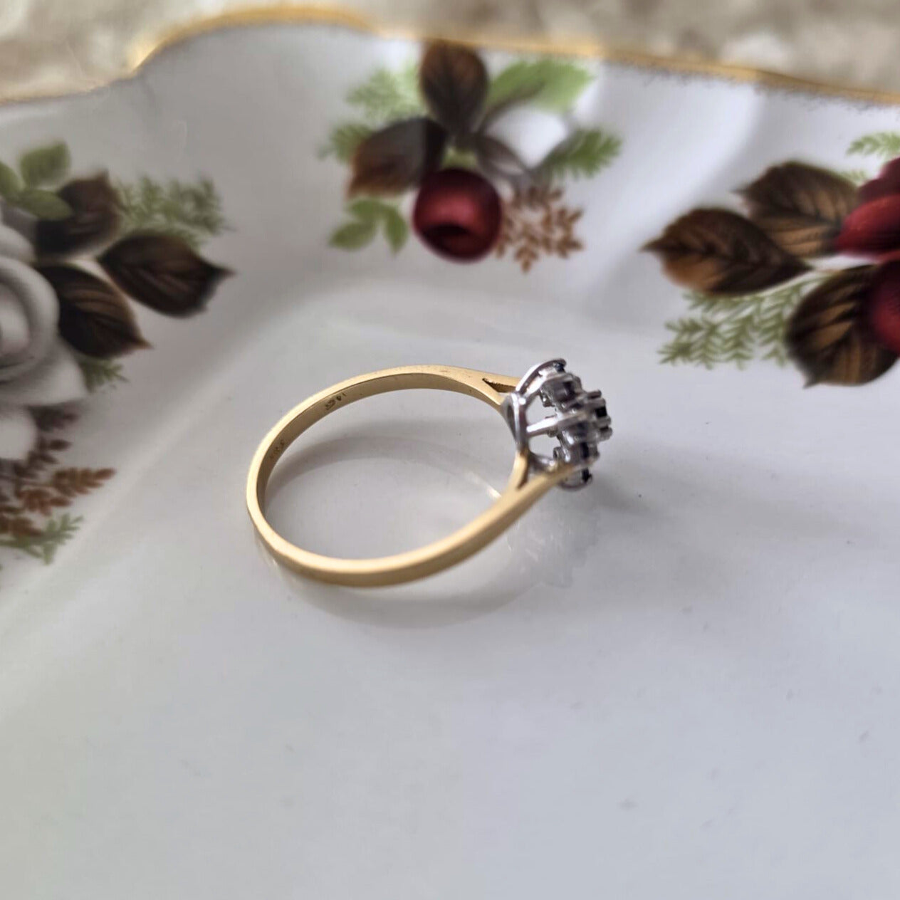 Vintage 14k gouden ring met saffier