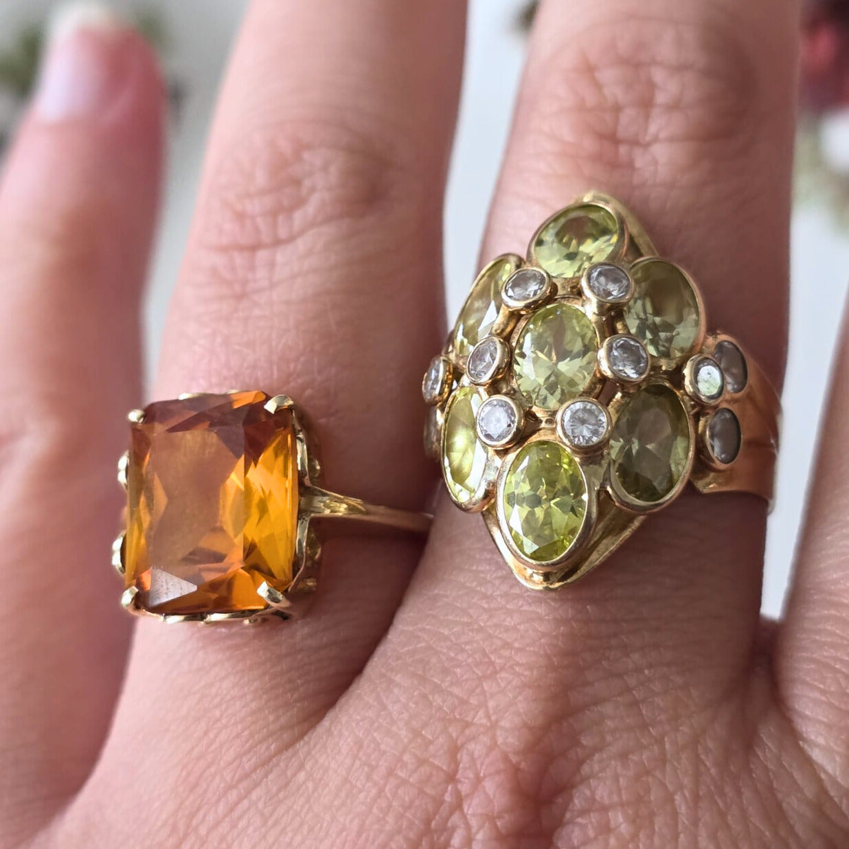Vintage 14k gouden ring met oranje saffier
