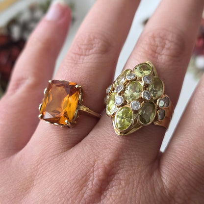Vintage 14k gouden ring met oranje saffier