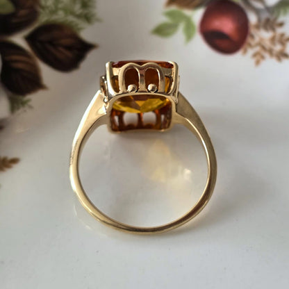 Vintage 14k gouden ring met oranje saffier