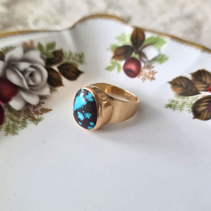 Vintage 14k rose gold ring with turquoise