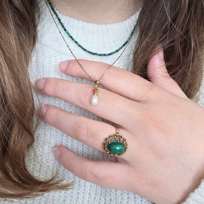 Vintage 14k gold ring with malachite