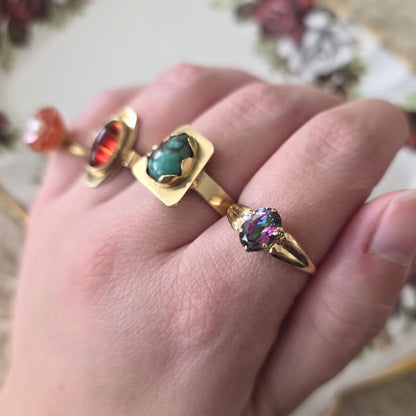 Vintage 14k gouden ring met streepagaat