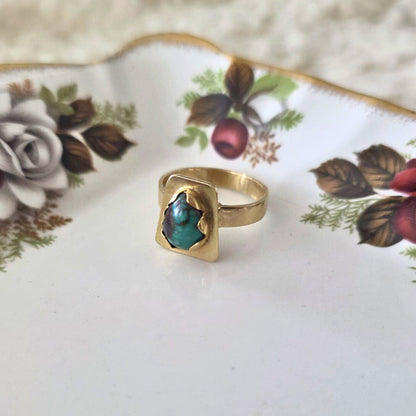 Vintage 14k gouden ring met turquoise