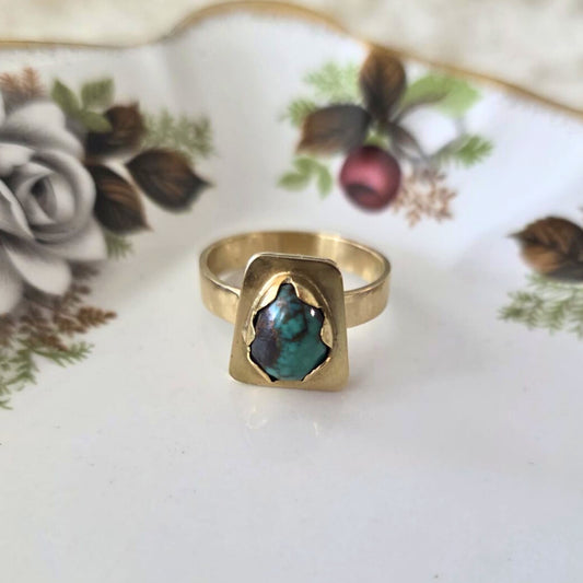 Vintage 14k gouden ring met turquoise