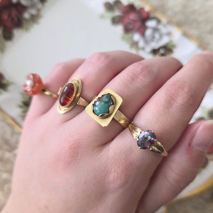 Vintage 14k gouden ring met streepagaat