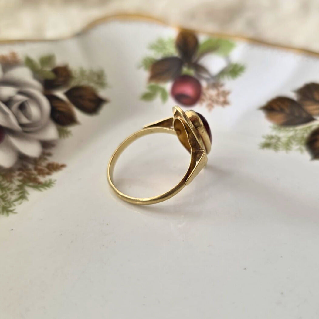 Vintage 14k gouden ring met streepagaat