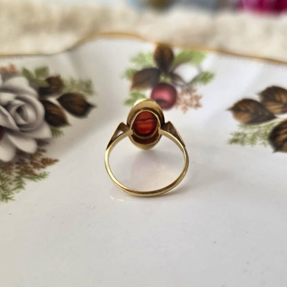 Vintage 14k gouden ring met streepagaat