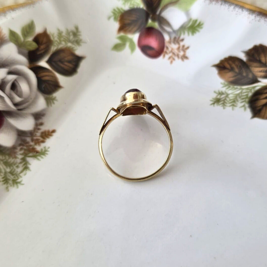 Vintage 14k gouden ring met streepagaat