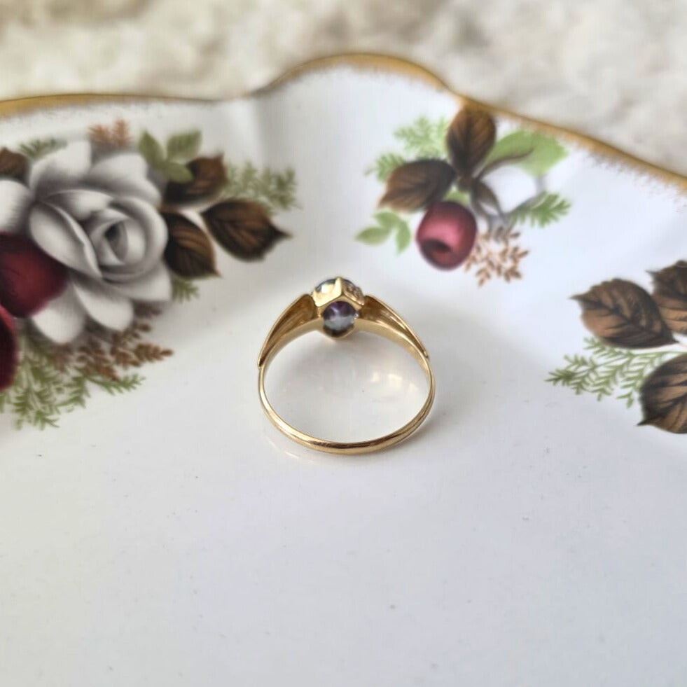 Vintage 14k gouden ring met mystic topaas