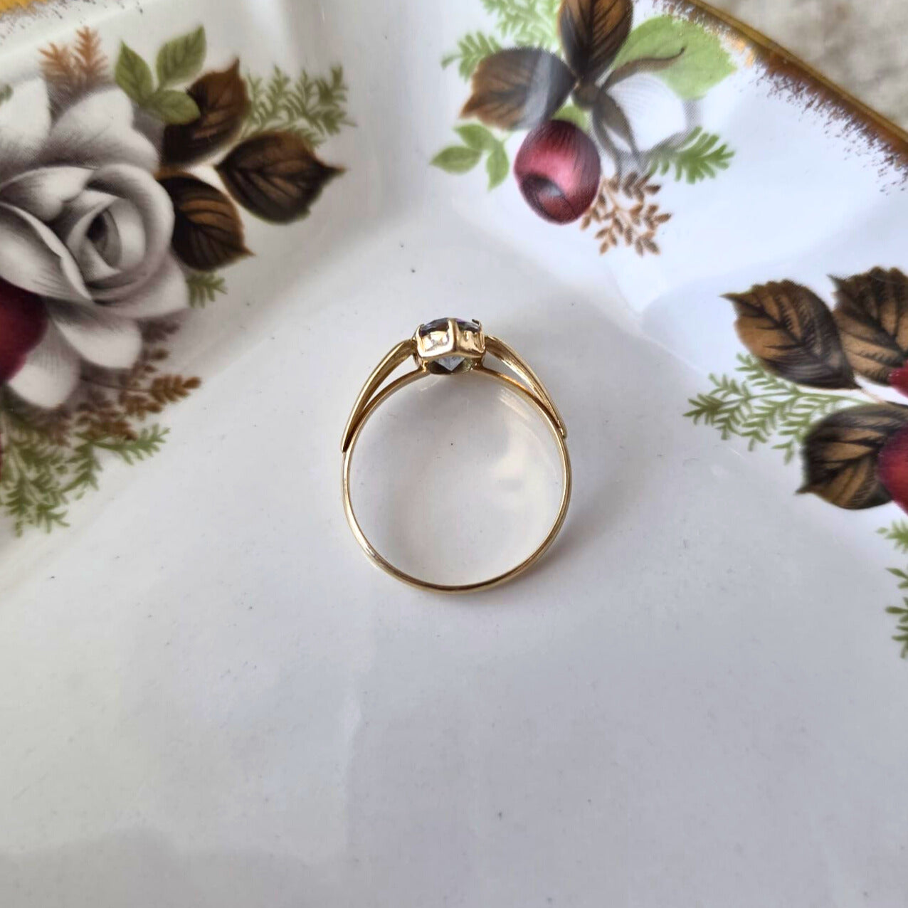 Vintage 14k gouden ring met mystic topaas