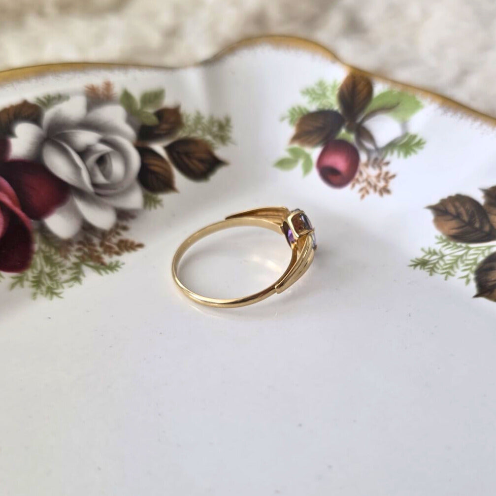 Vintage 14k gouden ring met mystic topaas