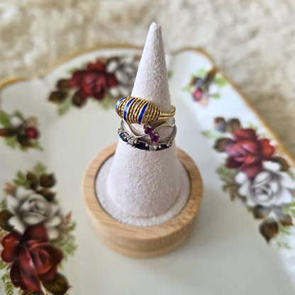 Vintage 14k wit gouden ring met granaat