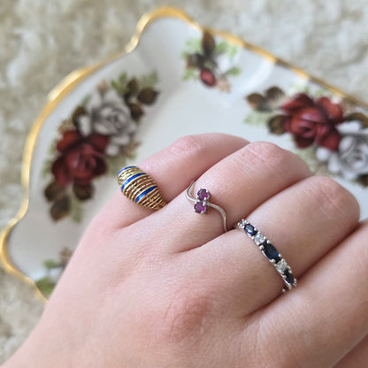 Vintage 14k wit gouden ring met granaat