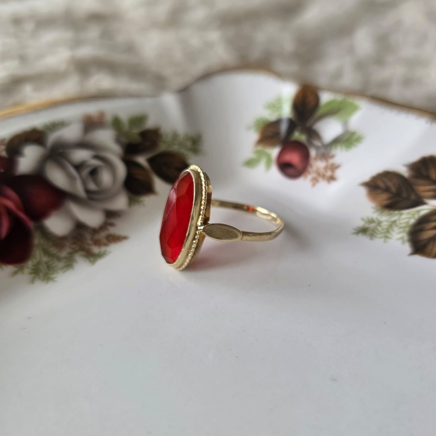 Vintage 14k gouden ring met carneool