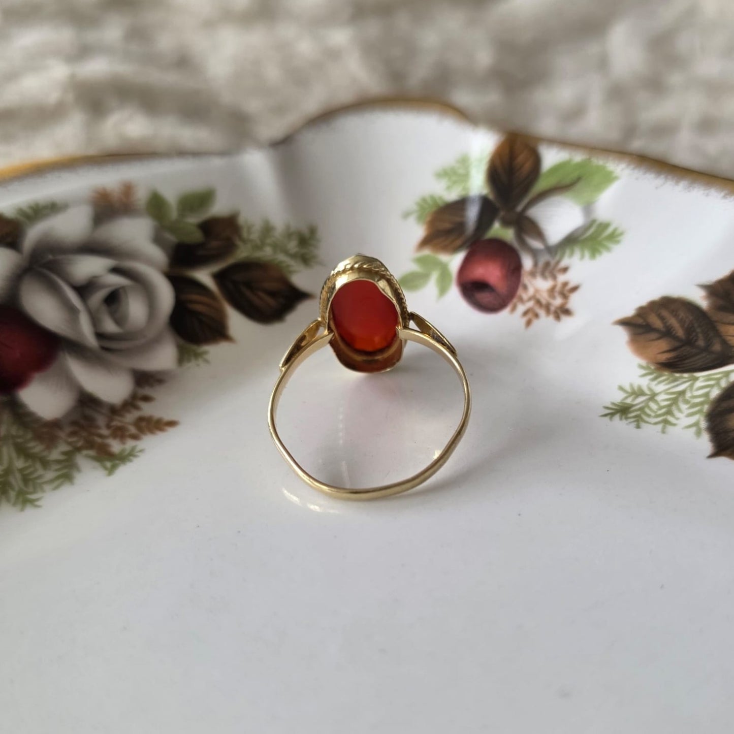 Vintage 14k gouden ring met carneool
