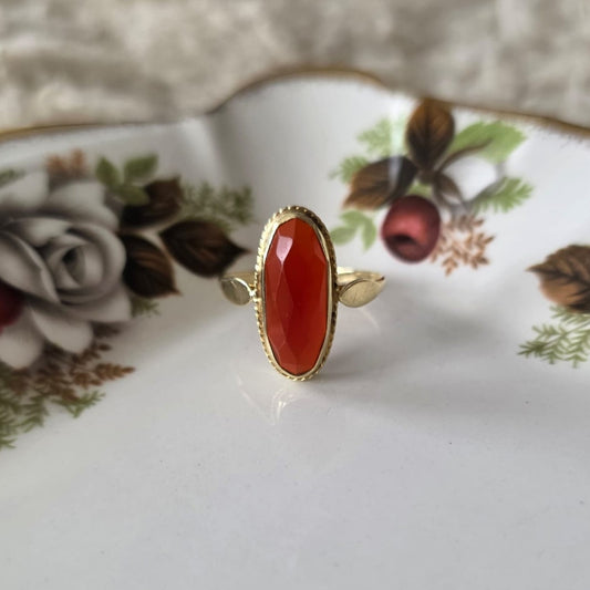 Vintage 14k gouden ring met carneool